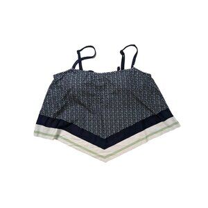 Women's Handkerchief Crop Tankini Open Back Top Kona Sol Navy Blue Sz M 8-10